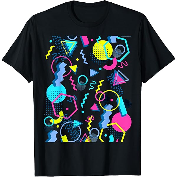 Amazon.com: Geometric Pattern 80s 90s Memphis Style T-Shirt